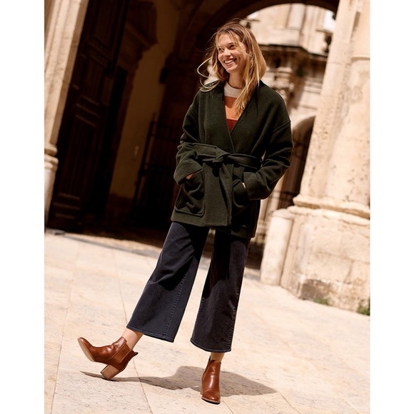 Madewell Jackets & Blazers - NWT MADEWELL Belted Wool Wrap Coat Green Size XL
